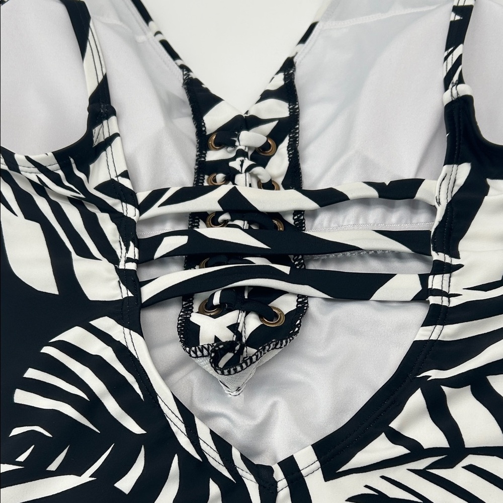 Women’s Black & White Zebra One-Piece Swimsuit - Picture 9 of 16